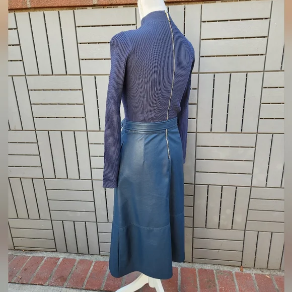 Ted Baker Alltaa Knitted Bodice Pleather Skirt Dress